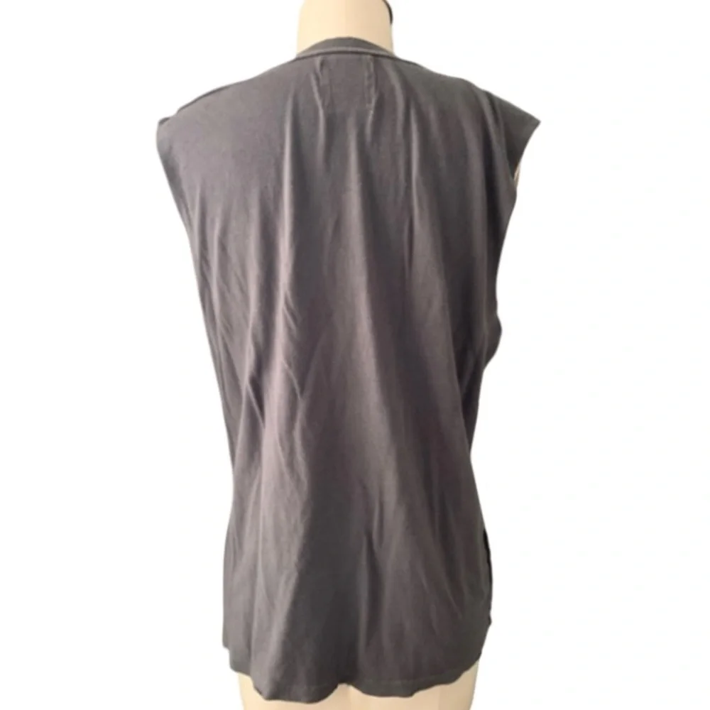UNIF Whimsical Black & Green Weed Peace Sign Relaxed Distressed Sleeveless Shirt - Picture 3 of 6